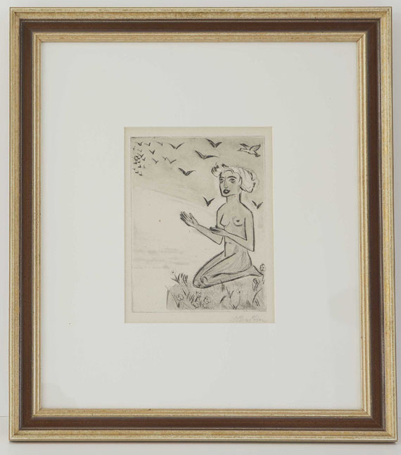 Hermann Max Pechstein - Yali VI (Das kniende Mädchen mit den Vögeln) - Rahmenbild