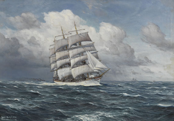 Johannes Holst - Vollschiff "Grossherzogin Elisabeth" auf bewegter See