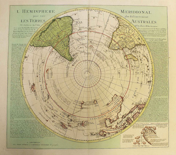 Polkarte - 2 Bll.: Hemisphere septentrional & meridional (Deslilse), dabei: 1 Bl. Hemisphere austral (Benard/Cook).
