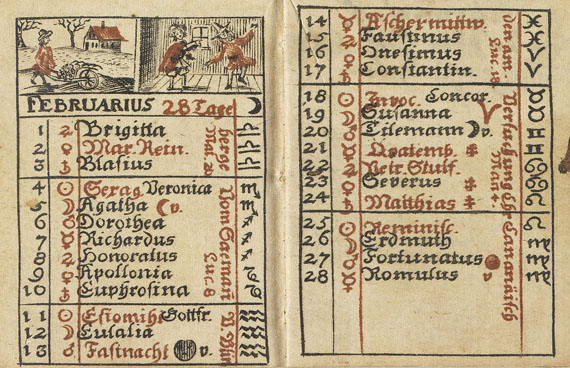 Miniaturbücher - Hand Calender auf das Jahr ... 1725 (mit Steckschuber).