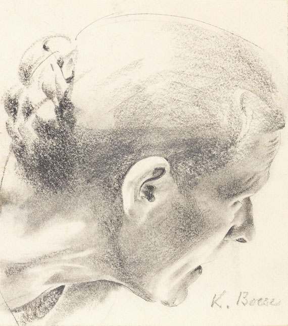Konrad Böse - Porträt einer alten Frau im verlorenen Profil