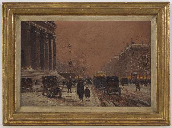 Edouard Léon Cortès - Paris - Place de la Madeleine im Winter - Rahmenbild