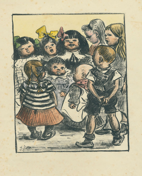 Heinrich Zille - Singende Kinder (koloriert)