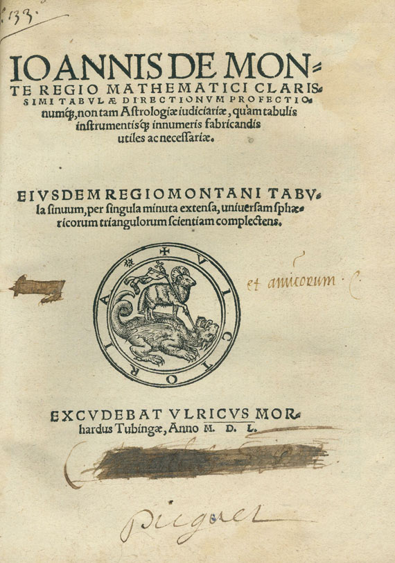 Johannes Regiomontanus - Tabulae directionum. 1550
