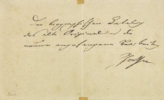 Johann Wolfgang von Goethe - Eigh. Billet m. U. 1827