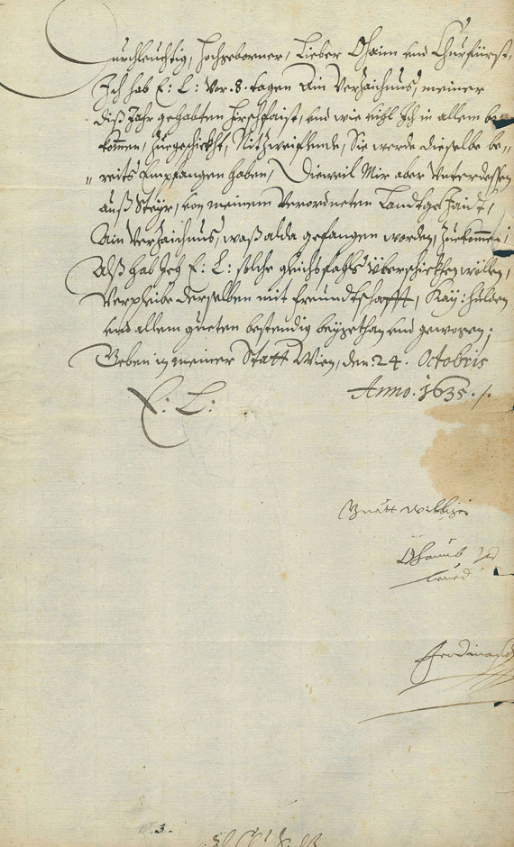 Ferdinand II. (Kaiser) - Brief m. U. mit beilieg. Adressblatt m. Siegel, zus. 2 Tle.