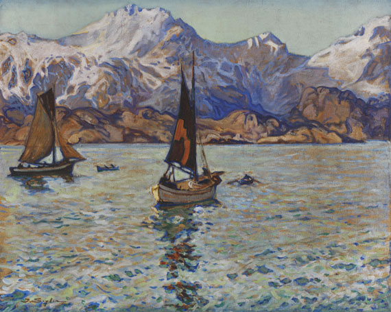 Julius Seyler - Lofotenlandschaft mit zwei Segelschiffen