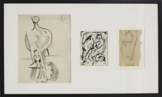 Otto Gutfreund - 3 Blätter: Kubistische Kompositionen - Rahmenbild