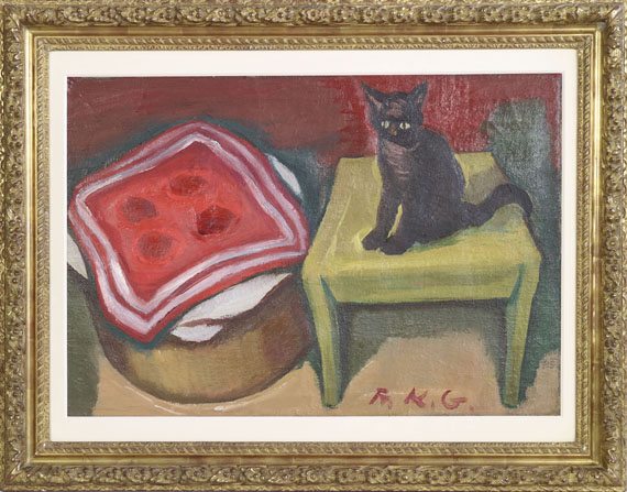 Friedrich Karl Gotsch - Katze auf dem Tisch - Rahmenbild