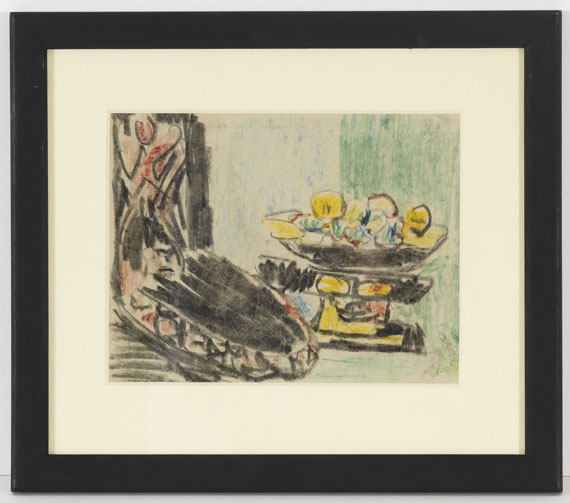 Ernst Ludwig Kirchner - Stillleben neben geschnitztem Stuhl - Rahmenbild