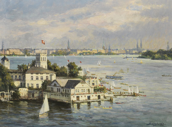 Gustav Burghardt - Blick auf Uhlenhorster Fährhaus und das Alsterpanorama von Hamburg