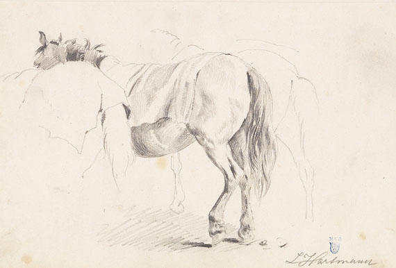 Ludwig Hartmann - 4 Bll.: Pferdeskizzen - Weitere Abbildung