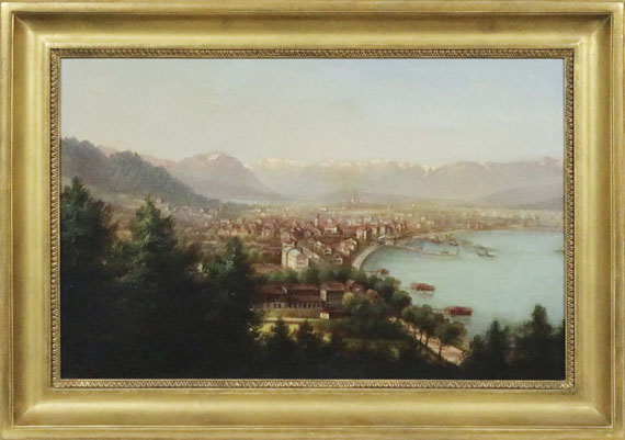 Hubert Sattler - Stadtansicht von Bregenz - Rahmenbild