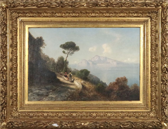Ascan Lutteroth - Italienische Küstenlandschaft, im Hintergrund die Berge von Capri - Rahmenbild