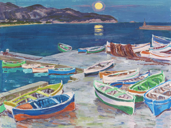 Arnold Balwé - Fischerboote am Abend (Marina di Campo, Insel Elba)