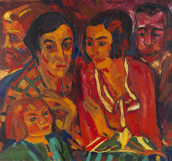 Peter August Böckstiegel - Selbstporträt mit Familie und Ehepaar Ruck