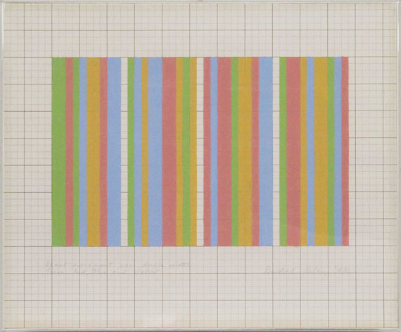 Bridget Riley - Short movement using double widths green, red, blue and yellow - Rahmenbild