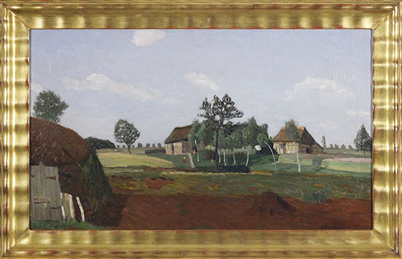 Otto Modersohn - Sommertag im Moor (Erdhütte im Moor) - Rahmenbild