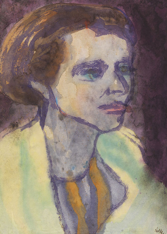 Emil Nolde - Portrait einer brünetten Frau