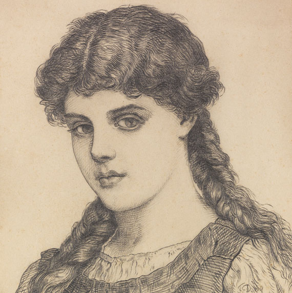 Franz von Defregger - Porträt eines Mädchens mit Zöpfen