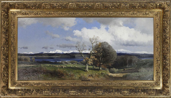 Josef Wenglein - Blick auf den Simssee im Frühling - Rahmenbild