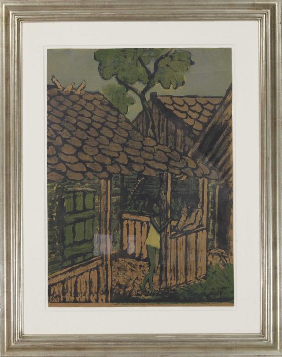 Otto Mueller - Zwei Zigeunerkinder vor der Hütte - Rahmenbild