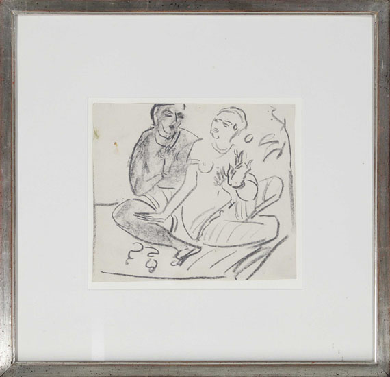 Ernst Ludwig Kirchner - Hockendes Paar (wohl nach Ajanta) - Rahmenbild