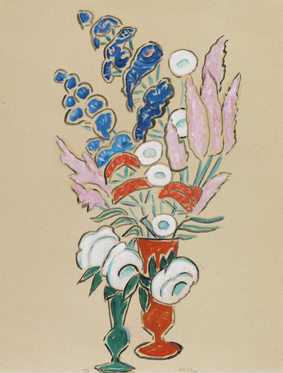Gabriele Münter - Blumenstillleben mit roter und grüner Vase