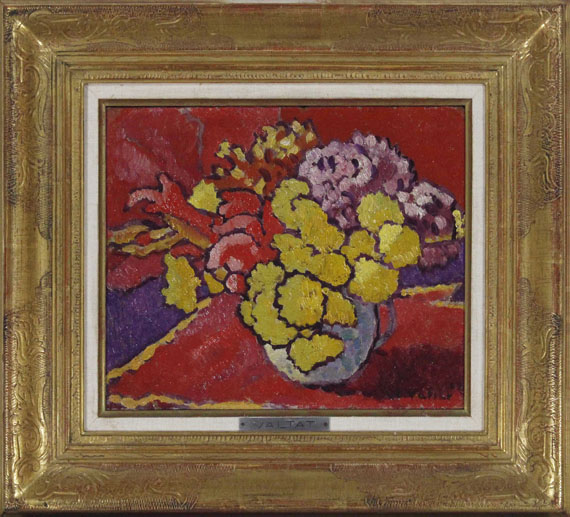 Louis Valtat - Fleurs jaunes, draperie rouge - Rahmenbild