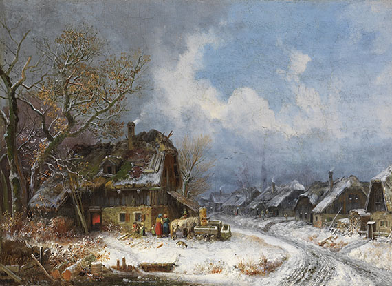 Heinrich Bürkel - Winterliches Dorf