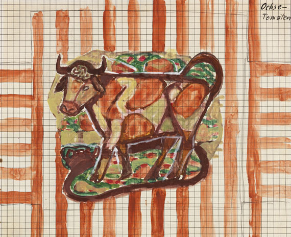 Otto Dix - Lauch und Tomaten / Ochse (Entwurfszeichnungen) - Weitere Abbildung