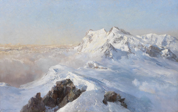 Edward Theodore Compton - Über dem Nebelmeer (Monte Rosa vom Rimpfischhorn)