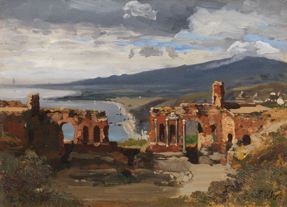 Carl Wuttke - Blick vom antiken Theater in Taormina auf den Ätna