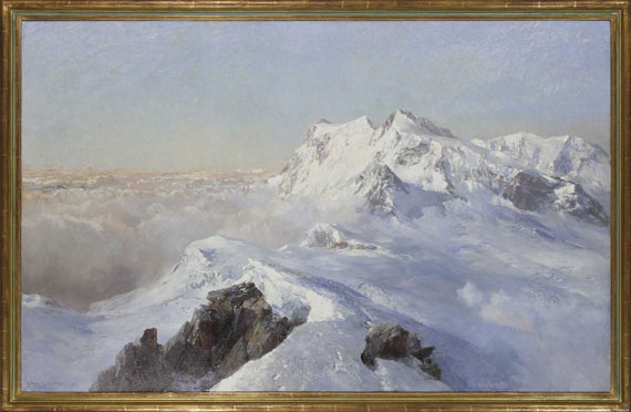 Edward Theodore Compton - Über dem Nebelmeer (Monte Rosa vom Rimpfischhorn) - Rahmenbild