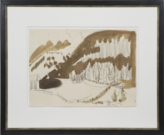 Ernst Ludwig Kirchner - Landschaft bei Davos (Berglandschaft im Winter, Bewaldete Berglandschaft) - Rahmenbild