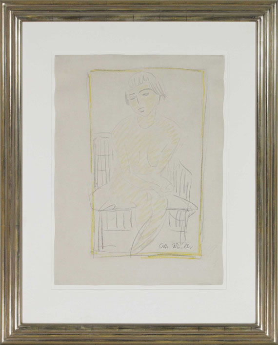 Otto Mueller - Auf dem Stuhl sitzender Mädchenakt - Rahmenbild