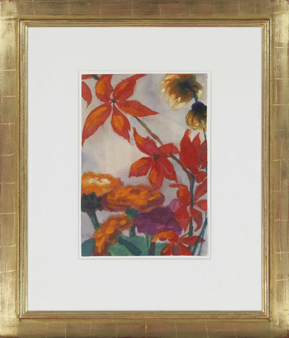 Emil Nolde - Zinnien und Sonnenblumen - Rahmenbild