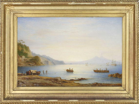 Carl Morgenstern - Bucht vor Neapel mit Blick auf den Vesuv - Rahmenbild