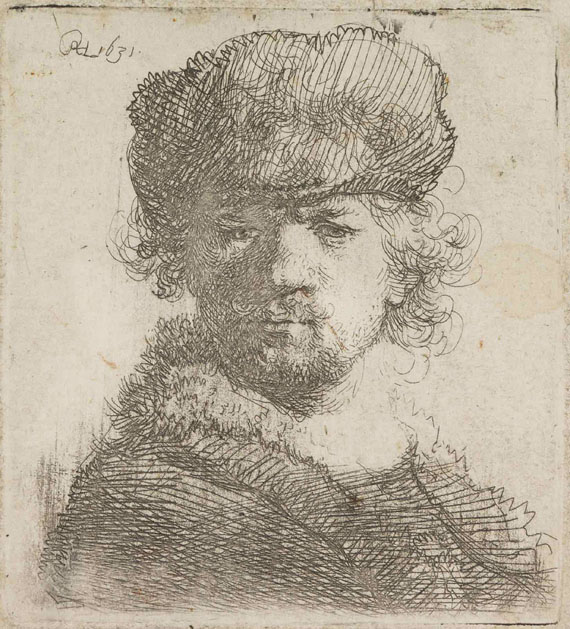 Harmenszoon Rembrandt van Rijn - Selbstbildnis mit Pelzmütze