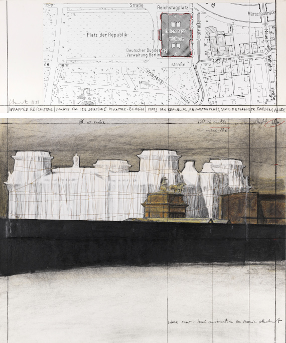  Christo - Wrapped Reichstag (Project for der Deutsche Reichstag - Berlin), 2-teilig - Rahmenbild