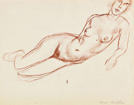 Henri Matisse - Nu allongé vers la droite, s’appuyant sur le bras gauche