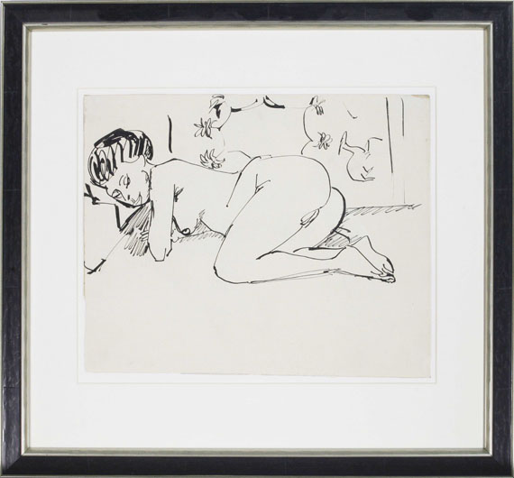 Ernst Ludwig Kirchner - Liegender Mädchenakt (Akt vor Wandbehang) - Rahmenbild