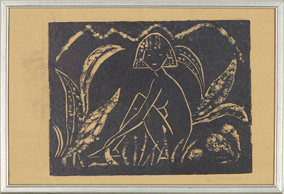 Otto Mueller - Mädchen zwischen Blattpflanze - Rahmenbild