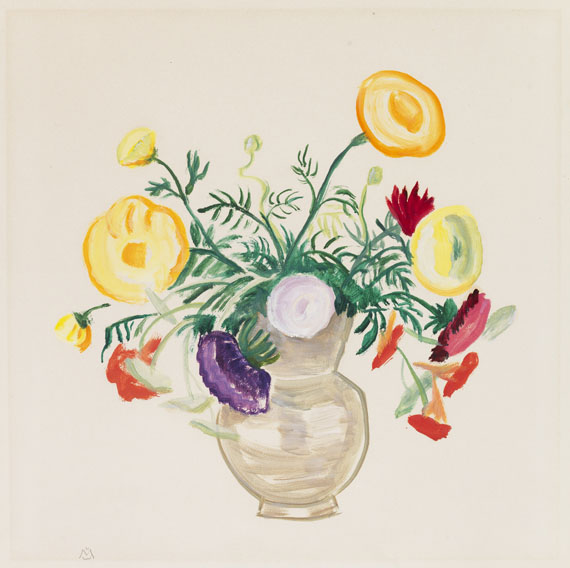 Gabriele Münter - Blumen in grauer Vase (Mischstrauß)