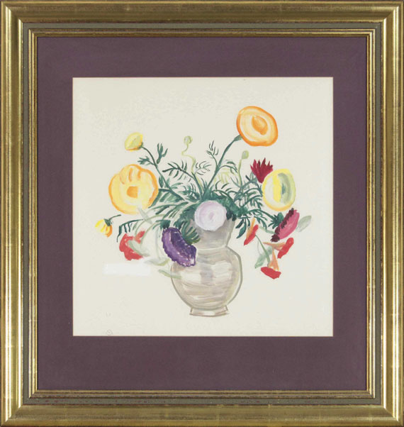 Gabriele Münter - Blumen in grauer Vase (Mischstrauß) - Rahmenbild