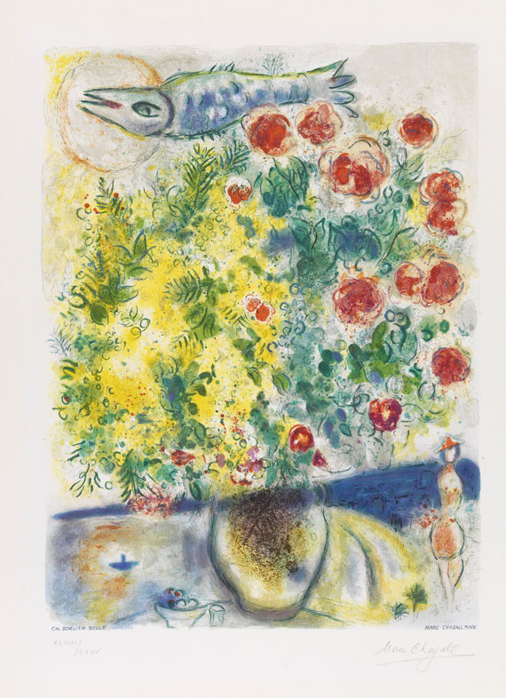 Marc Chagall - Roses et mimosas
