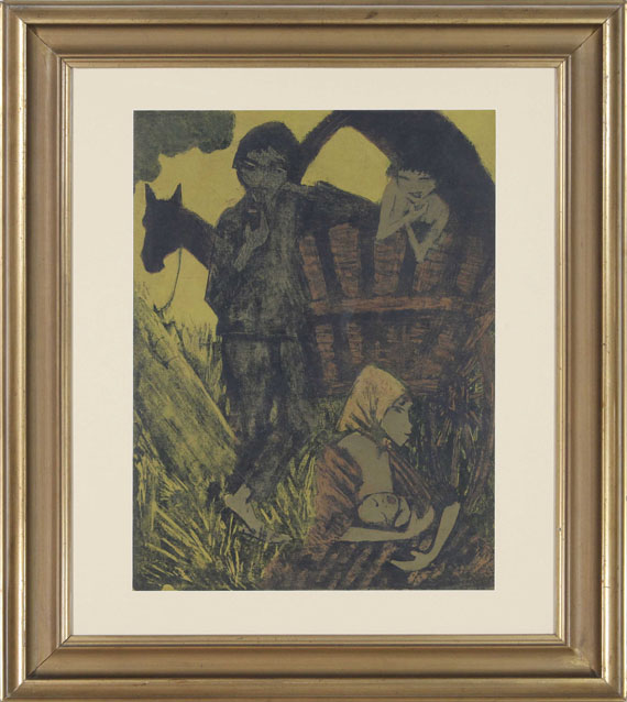 Otto Mueller - Zigeunerfamilie am Planwagen - Rahmenbild