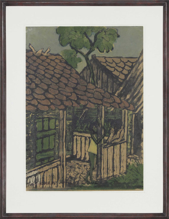 Otto Mueller - Zwei Zigeunerkinder vor der Hütte - Rahmenbild