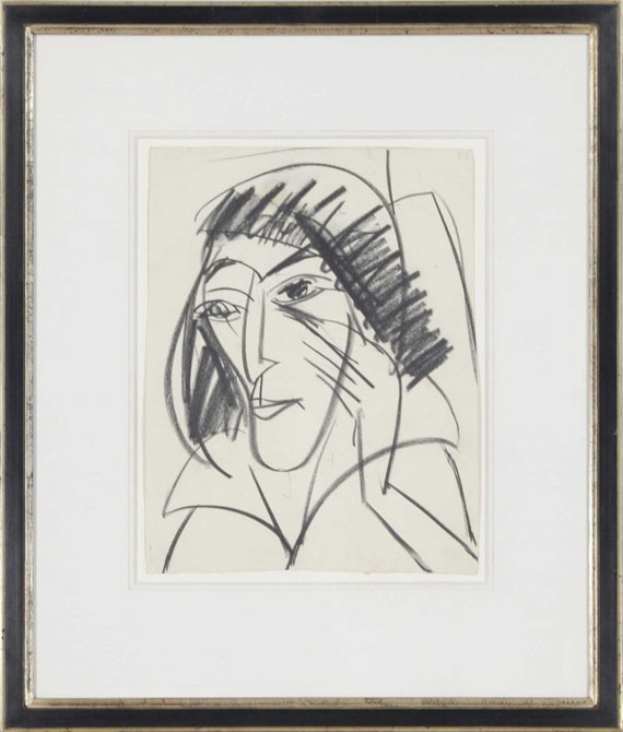 Ernst Ludwig Kirchner - Mädchenkopf (Erna) - Rahmenbild