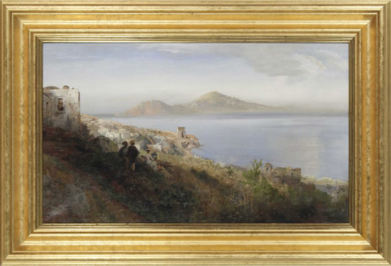 Oswald Achenbach - Malerin mit Blick auf Capri - Rahmenbild